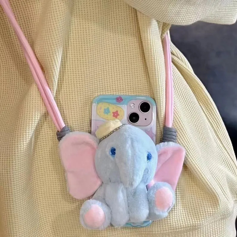 Cute Plush Elephant Crossbody iPhone Case