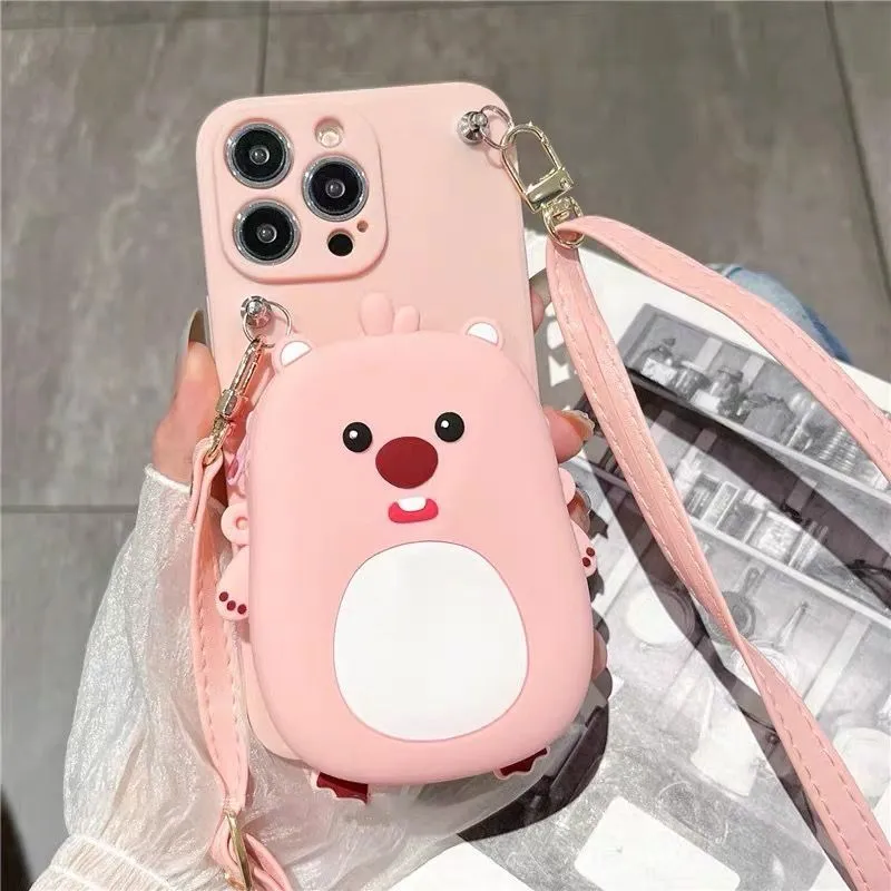 Cute 3D Cartoon Crossbody iPhone Case