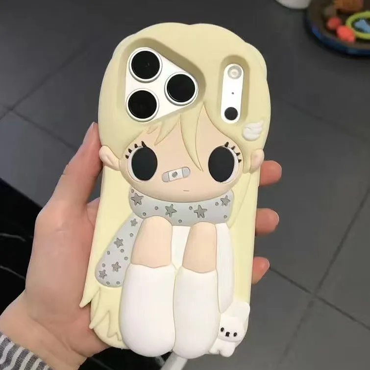 Cute 3D Anime Girl Lanyard iPhone Case