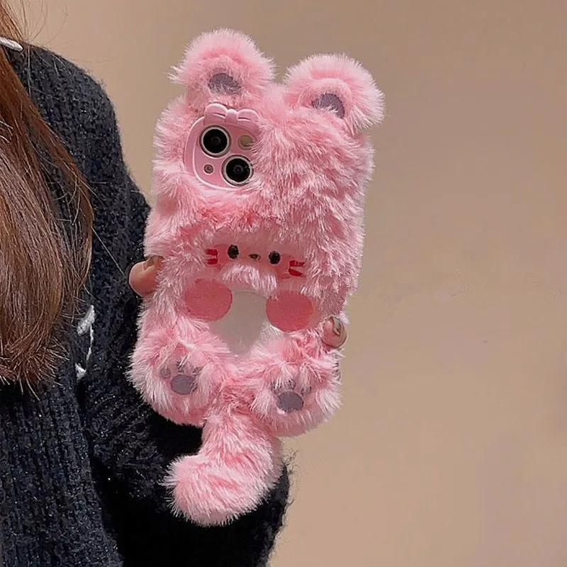 Fluffy Pink Bunny Plush iPhone Case