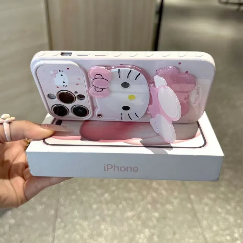 Cute 3D Pink Cat Grip iPhone Case