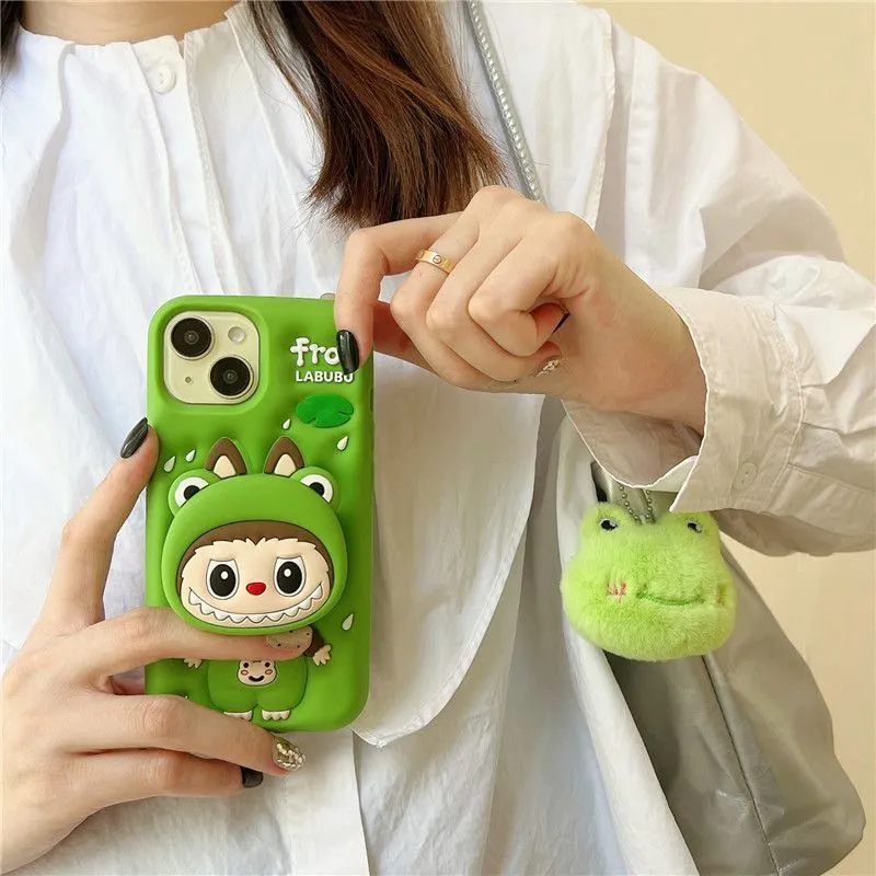 Labubu Inspired 3D Cartoon Grip Phone Case