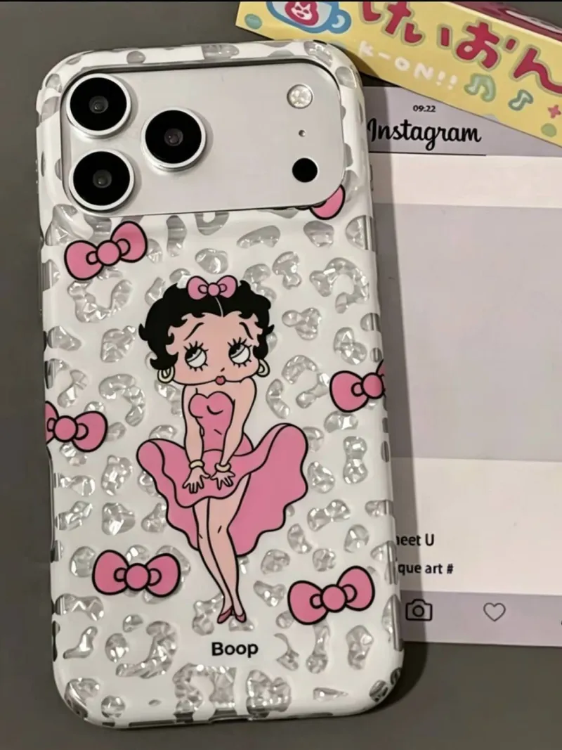 Betty Boop Cute Cartoon iPhone Case | Transparent Bow Aesthetic Phone Cover