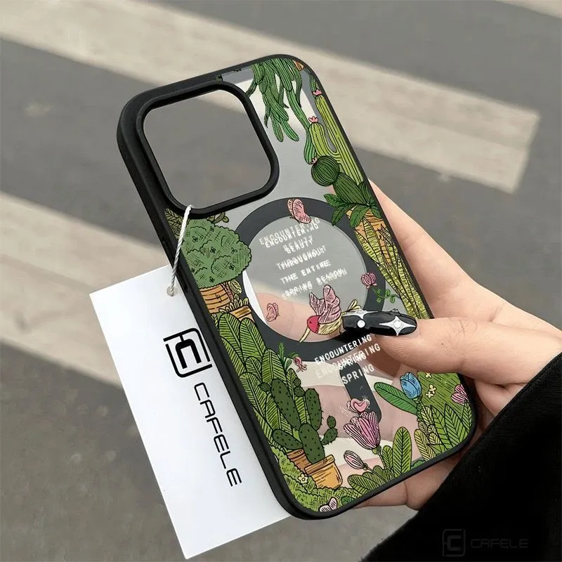 Cactus Garden Floral Transparent iPhone Case | Nature Aesthetic Phone Cover